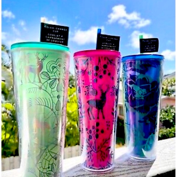 Starbucks Color Change Cup Green Enchanted Forest Tumbler Iridescent Venti NWT - Picture 8 of 11